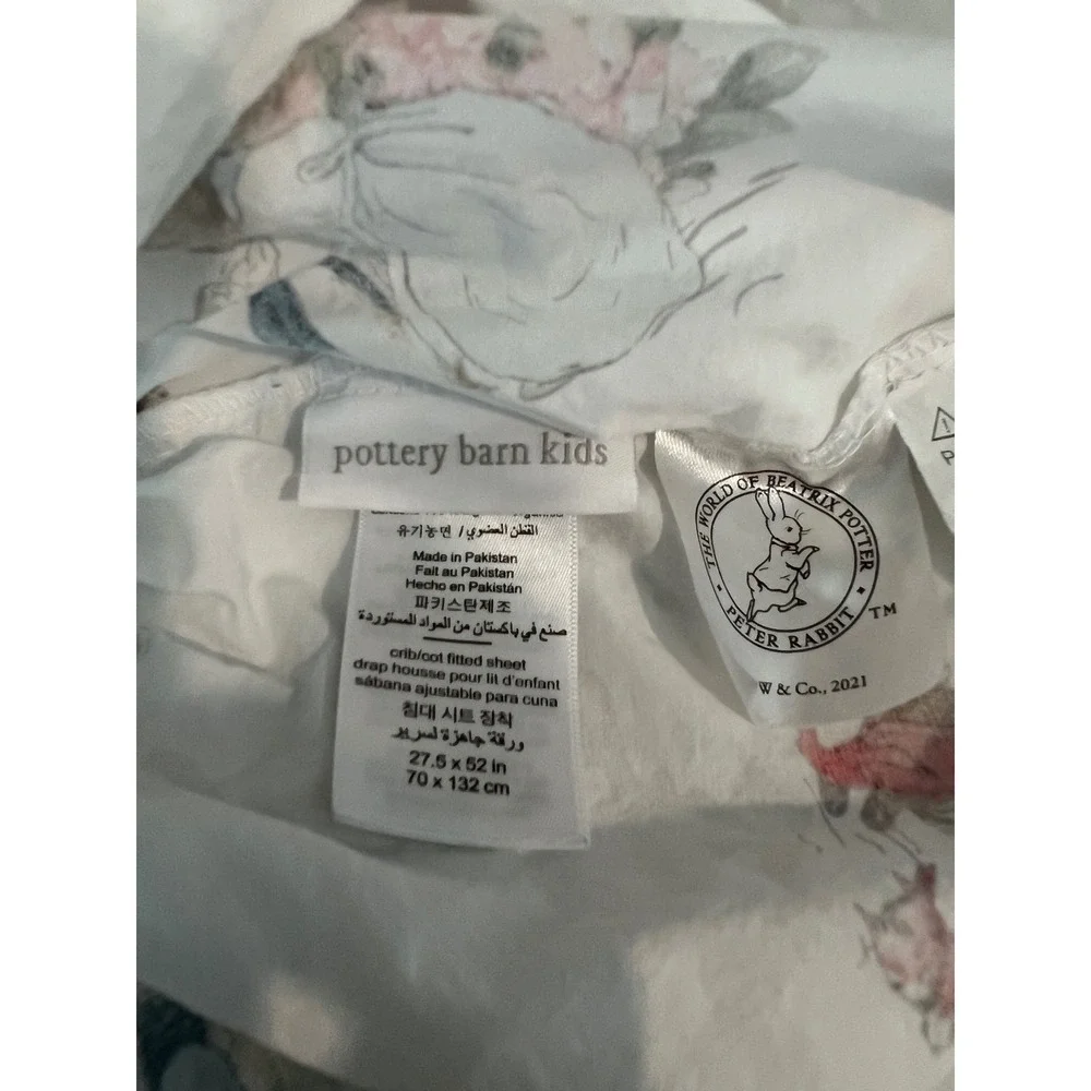 Pottery Barn Kids Beatrix Potter Peter Rabbit Organic Cotton Crib Fitted Sheet - Picture 5 of 5